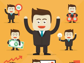 扁平化商务金融卡通人物素材包 8款模板，0.40MB轻盈下载